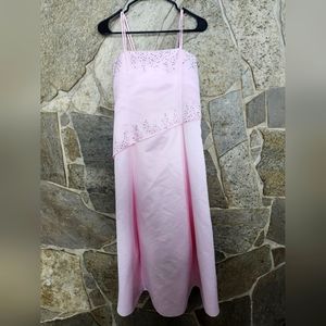 Light pink dress with rhime stones.